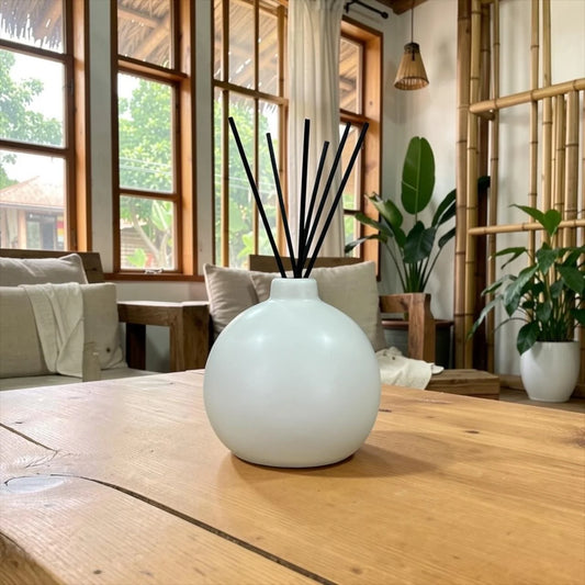 Difusor de Varillas Redondo Blanco Mate Minimalista Cerámica Brummé